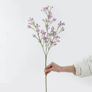Artificial purple baby's breath flowers three-forked fake floral bouquet for home decor