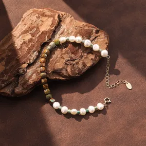 Barock Naturperle Armband Für Damen Peruanischer Türkis S925 Sterlingsilber 14K Vergoldet Handgefertigter Schmuck Geschenk
