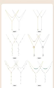Selección de collares bohemios de doble capa en forma de Y en acabados de oro y plata
