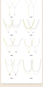 Colección de collares de capas en oro y plata con colgantes de corazón estrella y circón