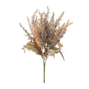 Artificial flocked lavender bouquet autumn earth tone faux floral home decor arrangement plant.