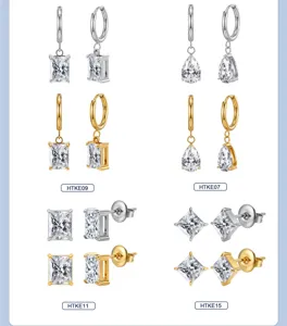 Collection variée de boucles d'oreilles et créoles en zircon argenté et doré chic