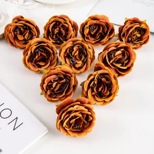 Künstliche Rosenblüten Köpfe, orange Farbverlauf Falsch Pfingstrose für Hochzeit und Foto Requisite.