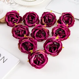Künstliche Rosen Blütenköpfe für Hochzeitsdekoration Blumenwand Requisiten zehn Stück.