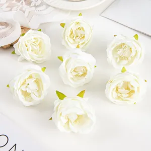 Künstliche weiße Rosen Blüten Köpfe gefälschte Pfingstrose für Hochzeit Party Fotografie Requisiten