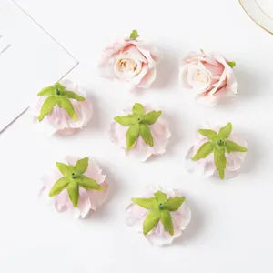 Artificial pink rose heads silk fabric flowers for DIY crafts floral arrangement wedding decor