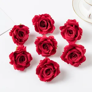 Artificial silk rose flower heads red fake roses for DIY wedding home decoration props