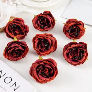 Künstliche Rosenblüten Köpfe dunkelrote Kunstpfingstrose für Hochzeit Fotografie Deko.