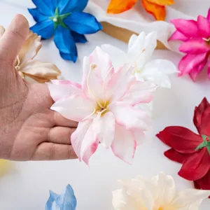 Artificial lily flower detail view, 12cm simulation floral decor for wedding and home.