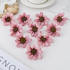 Seidenmargariten Blütenköpfe für DIY Basteln, künstliche rosa Blumen für Heimdekoration Haarschmuck.