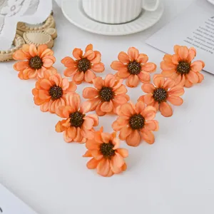 Künstliche orange Gänseblümchen Blütenköpfe Seidenblumen für DIY Handwerk Heimdekoration