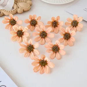 Kunstseide Pfirsich Gänseblümchen Blumenköpfe DIY Handwerk Blumen Zubehör Heimdekoration