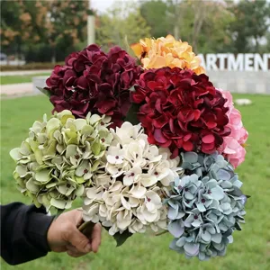 Künstlicher Hortensien Blumenstrauß mehrfarbig Vintage Seidenblumen für Hochzeit Deko