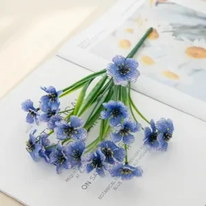 Artificial blue flower bouquet plastic floral arrangement home decor prop detail view