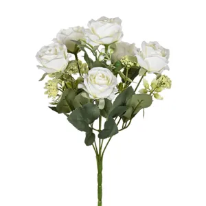 Artificial white rose bouquet fake flowers for home wedding decor centerpiece table arrangement