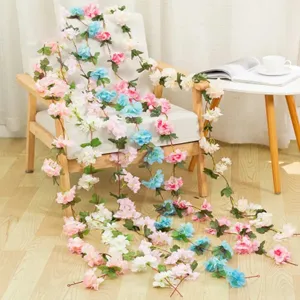 Artificial Flower Rattan Fake Vine Silk Flower Garland For Wedding Party Home Wall Decor Floral Hanging Plant