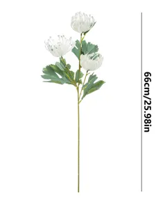 Artificial spider mum flower detail view, white faux chrysanthemum stem, 66cm home decor.