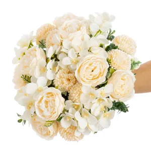 Bouquet di fiori artificiali peonia rosa per matrimonio casa festa decorazione