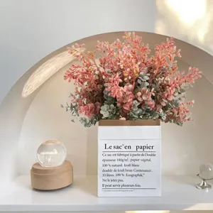 Artificial Eucalyptus Fake Flower Plant in Paper Bag Vase Home Decor Indoor Display