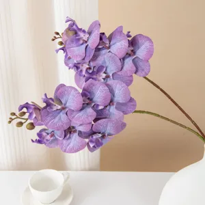 Rami di orchidea Phalaenopsis viola artificiali per decorazioni casa e matrimoni.