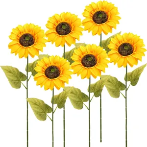 Détails de la tige de tournesol artificiel, idéaux pour déco et mariage floral design.