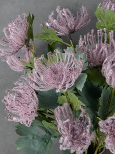 Exquisite artificial flocked spider chrysanthemum detail, perfect for home tabletop decor.