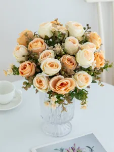 Künstlicher Rosen Blumenstrauß für Hochzeit und Heimdekoration, elegante künstliche Blumen.