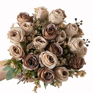 Künstlicher Rosenstrauß Vintage Seidenblumen für Hochzeit und Heimdekoration Gesteck.