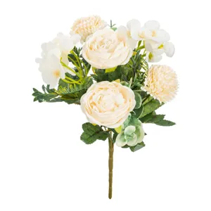 Bouquet di fiori di peonia crema artificiale per decorazione matrimonio soggiorno casa.
