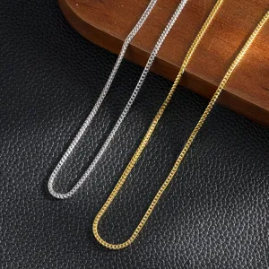 Close-up detail of silver and gold plated 925 sterling silver keel chain necklaces
