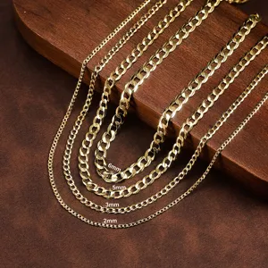 Vergleich der Breiten von goldenen Panzerketten in 2mm, 3mm, 5mm und 6mm