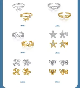 Kollektion von S925 Silberringen und Ohrringen in Gold- und Silberoptik