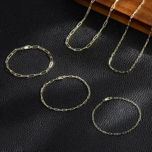 Gold-plated 925 silver paperclip link chains for DIY necklace and bracelet crafting
