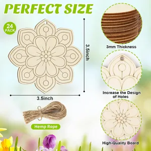 DIY bois fleur forme tranches bois artisanat suspension décoration vierges inachevées