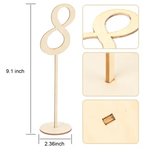 Wooden table number 8 sign with base wedding party decorative centerpiece display.