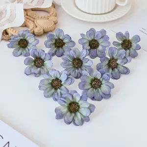 Blaue künstliche Gänseblümchen Köpfe Seidenblumen für DIY Handwerk Heimdekoration