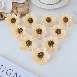 Künstliche Gänseblümchen Köpfe Seidenblumen für DIY Basteln Heimdekoration 10 Stk