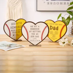 Vatertag Holz Herz Baseball Schild personalisiertes Papa Geschenk Tischdekor Ornament