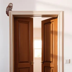 Wooden owl door corner decoration rustic farmhouse 2D ornament silhouette home wall decor art