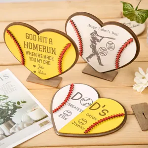 Personalisierte hölzerne Baseball Herz Schild Vatertag Geschenk Heimdekoration Tischdeko