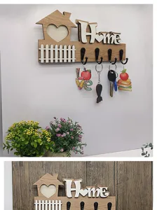 Portachiavi da parete in legno decorazione ingresso appendiabiti organizzatore dettaglio