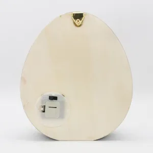Easter wooden egg LED light decoration back detail showing battery box and switch hook.