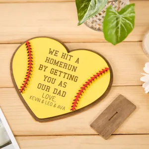 Holz Herz Baseball Schild Vatertag Geschenk Heimdeko Tisch Deko Plakette Ornament