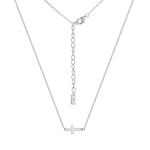 Élégant collier avec pendentif croix horizontale en argent sterling 925 argenté