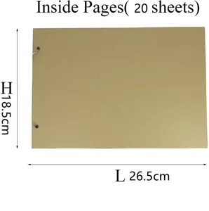 Wooden wedding guest book photo album notebook with 26.5x18.5cm size and 20 sheets inside.