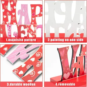 Wooden Valentine heart table sign detail showing exquisite patterns and removable base.