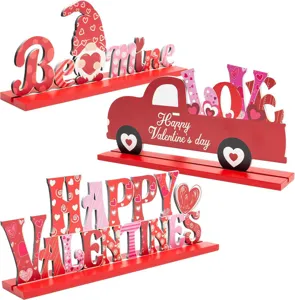 Valentine wooden table sign tiered tray decor red heart love holiday party ornament