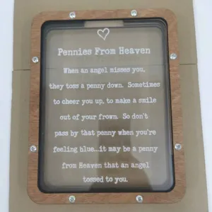 Wooden shadow box piggy bank with inspiring poem text window for home decor gift.