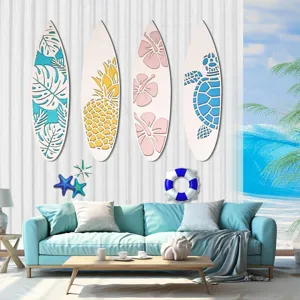 Wooden Surfboard Wall Hanging Sign Tropical Beach Decor Summer Party Wooden Craft Ornament For Home Wall Decoration