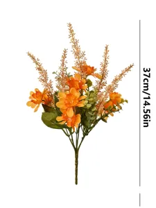 Künstlicher Blumenstrauß mit orangen Blüten und Weizenähren für die Heimdekoration.